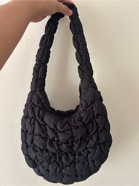 COS Black Quilted Braided-Handle Shoulder Bag